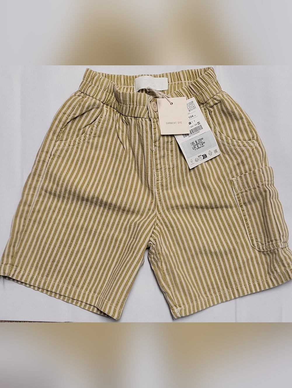 NWT ZARA STRIPED COTTON LINEN SHORTS